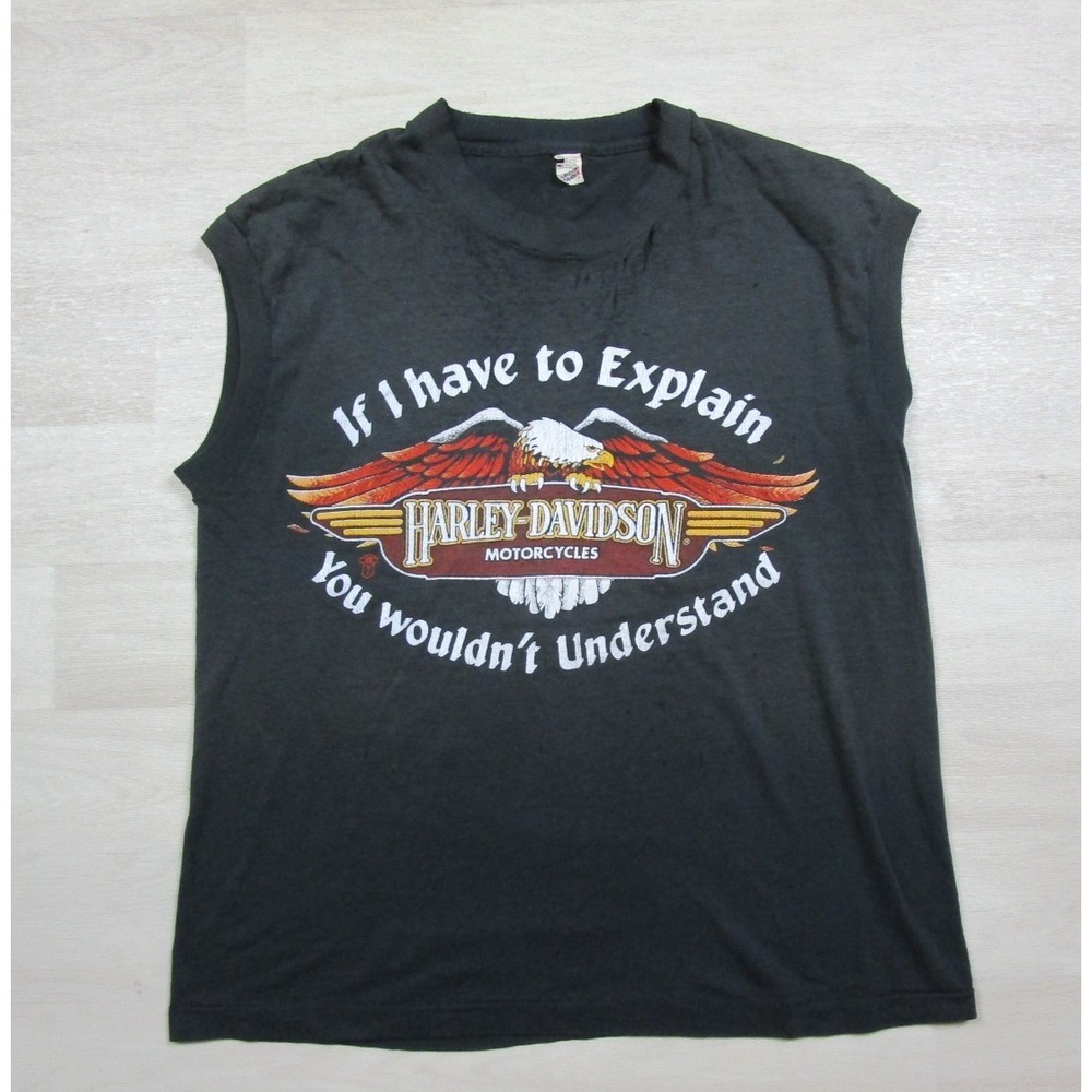 Vintage 80s Harley Davidson Motorcycles T Shirt (L)‎ Faded Distressed Arizona